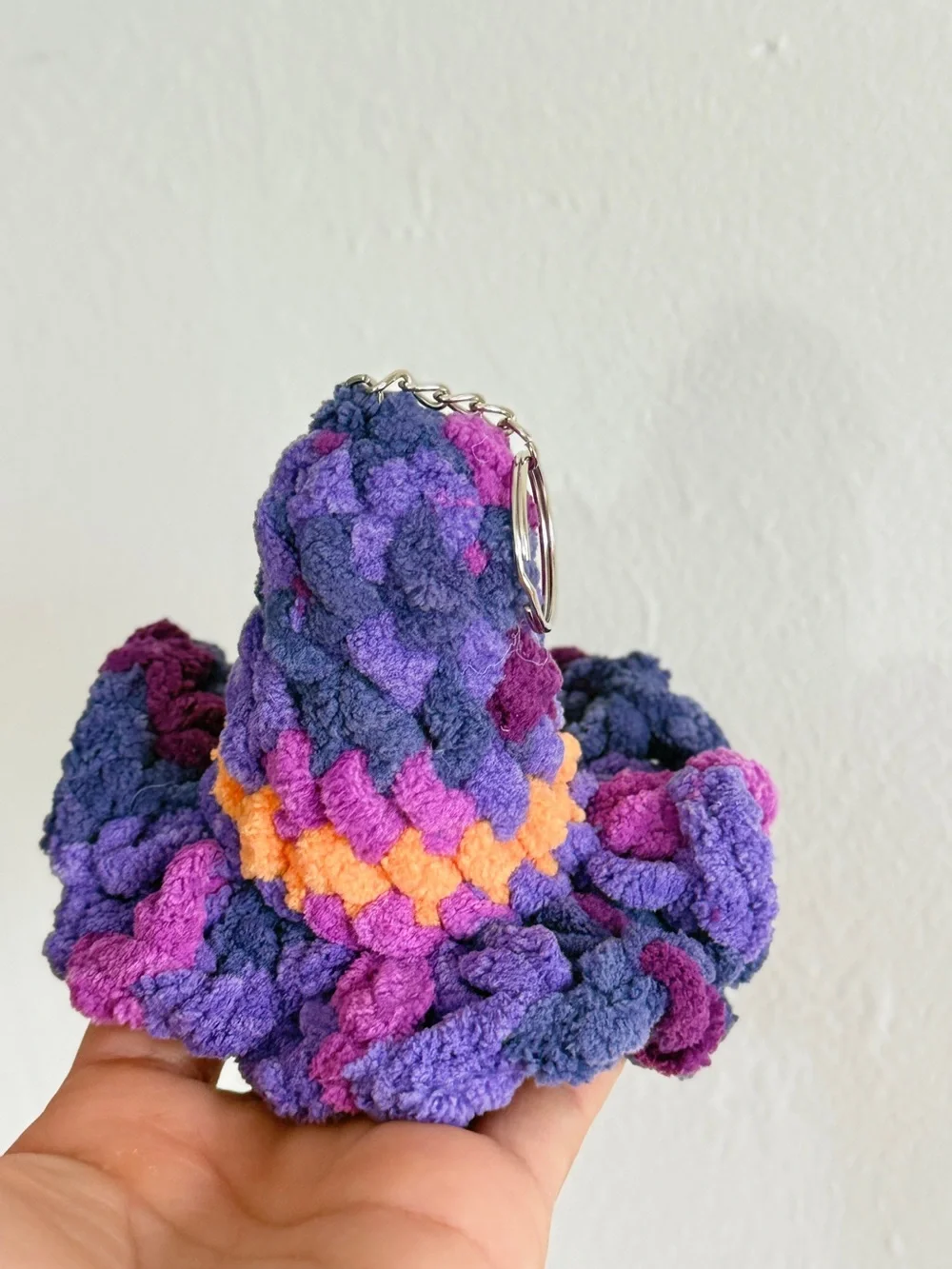Handmade Crochet Witch Hat Keychain –     Variegated Midnight Purple and Orange